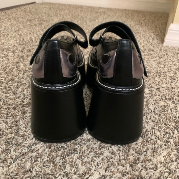 Dolls Kill Black and Silver Flame Mary Janes 8 - Picture 4 of 7